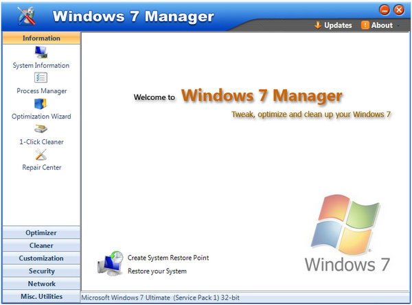Windows 7 Manager источник – программка ради оптимизации Windows 7